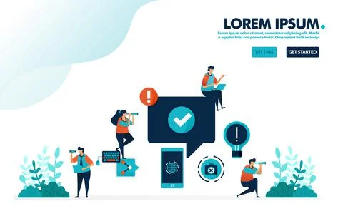 Approve and verify user comment, social media, mobile, internet activities. S Stock Illustration