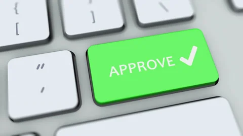 Approve button on computer keyboard. Key is pressed Stock Footage 35646013