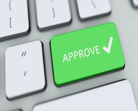 Approve button on computer keyboard. Key is pressed, click for HD Stock Footage 35647719