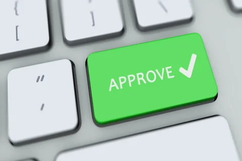 Approve button on computer keyboard. Key is pressed, click for HD Stock Footage 35648702