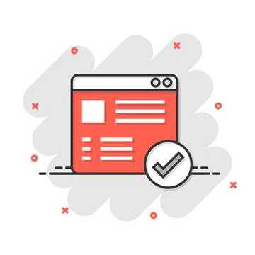 Approve certificate icon in comic style. Document check mark cartoon vector i Stock-Illustration