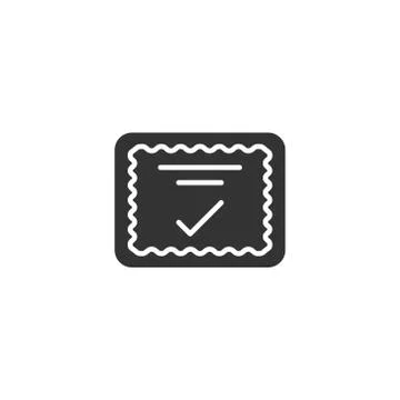 Approve certificate icon in flat style. Document check mark vector illustrati Illustrazione stock