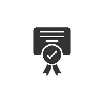 Approve certificate icon in flat style. Document check mark vector illustrati 스톡 일러스트