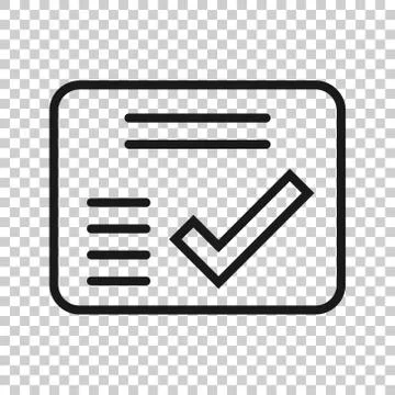Approve certificate icon in flat style. Document check mark vector illustrati 스톡 일러스트