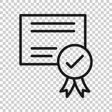 Approve certificate icon in flat style. Document check mark vector illustrati Stock Illustration