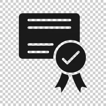 Approve certificate icon in flat style. Document check mark vector illustrati Stock Illustration
