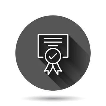 Approve certificate icon in flat style. Document check mark vector illustrati Stock Illustration