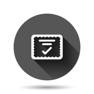 Approve certificate icon in flat style. Document check mark vector illustrati Stock Illustration