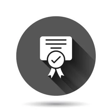 Approve certificate icon in flat style. Document check mark vector illustrati Stock Illustration