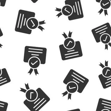 Approve certificate icon in flat style. Document check mark vector illustrati 스톡 일러스트