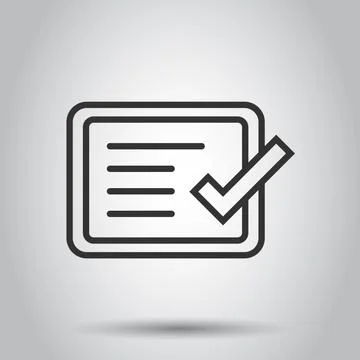 Approve certificate icon in flat style. Document check mark vector illustrati Illustrazione stock