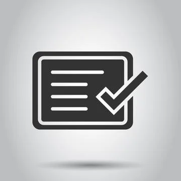 Approve certificate icon in flat style. Document check mark vector illustrati 스톡 일러스트