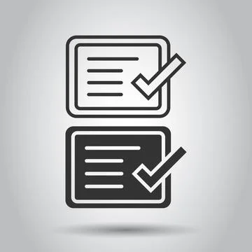 Approve certificate icon in flat style. Document check mark vector illustrati Illustrazione stock