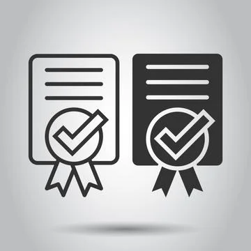 Approve certificate icon in flat style. Document check mark vector illustrati 스톡 일러스트