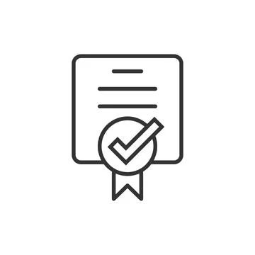 Approve certificate icon in flat style. Document check mark vector illustrati Stock Illustration