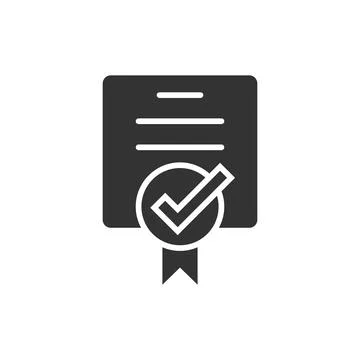 Approve certificate icon in flat style. Document check mark vector illustrati 스톡 일러스트