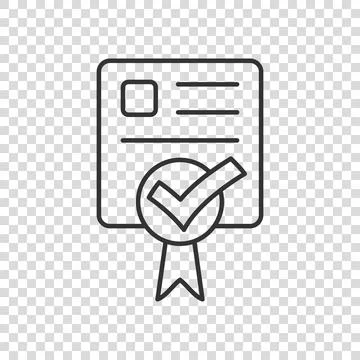Approve certificate icon in flat style. Document check mark vector illustrati Stock Illustration