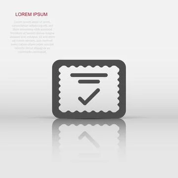 Approve certificate icon in flat style. Document check mark vector illustra.. Stock Illustration
