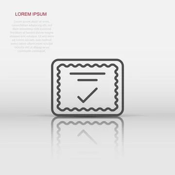 Approve certificate icon in flat style. Document check mark vector illustra.. Stock Illustration