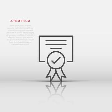 Approve certificate icon in flat style. Document check mark vector illustra.. Stock Illustration