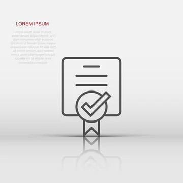 Approve certificate icon in flat style. Document check mark vector illustra.. 스톡 일러스트
