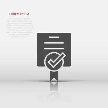 Approve certificate icon in flat style. Document check mark vector illustra.. 스톡 일러스트