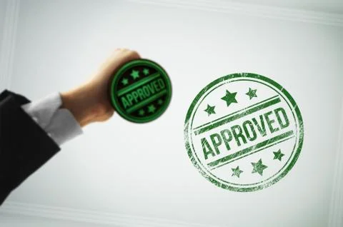 Approve a document with a green stamp Illustrazione stock
