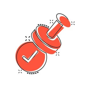 Approve stamp icon in comic style. Accept check mark cartoon vector illustrat Stock Illustration