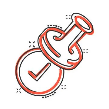 Approve stamp icon in comic style. Accept check mark cartoon vector illustrat Stock Illustration