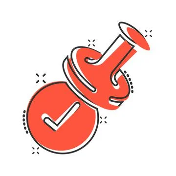 Approve stamp icon in comic style. Accept check mark cartoon vector illustrat Stock Illustration