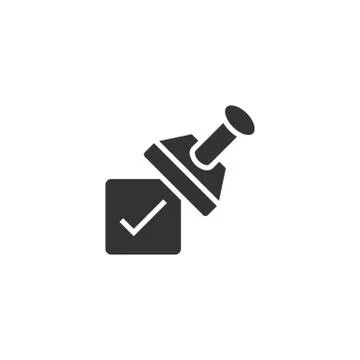 Approve stamp icon in flat style. Accept check mark vector illustration on wh Stock Illustration