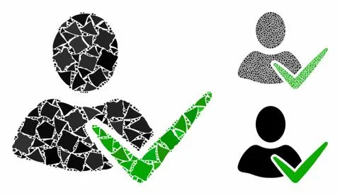 Approve user Composition Icon of Inequal Elements Stock Illustration