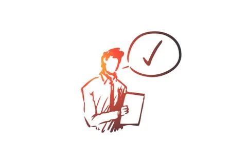 Approved, accepted concept. Hand drawn sketch isolated illustration Stock Illustration
