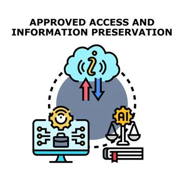 Approved access and digital information preservation concept Stock Illustration