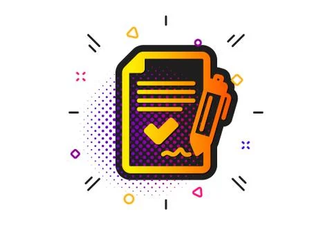 Approved agreement icon. Sign document symbol. Vector Stock Illustration