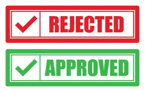 Approved and reject stamp vector design Illustrazione stock