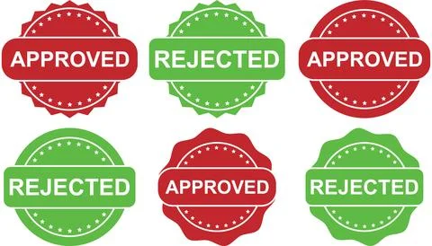 Approved and Rejected Badges for Validation, Decision, and Status Concepts Stock Illustration