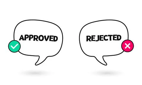 Approved and rejected bubble icon. Check or cross mark sign. Vector illustration Stock Illustration