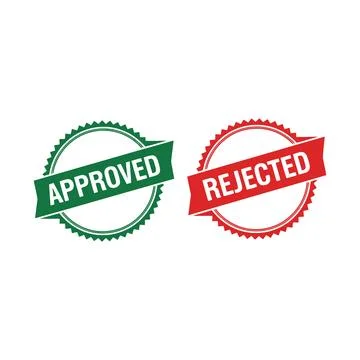 Approved and rejected circular stamp badges with green and red color contra.. Stock Illustration
