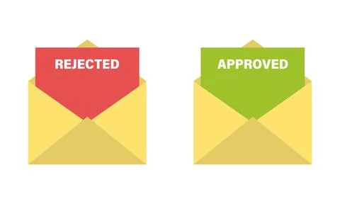 Approved and rejected email message. Good and bad message Stock Illustration