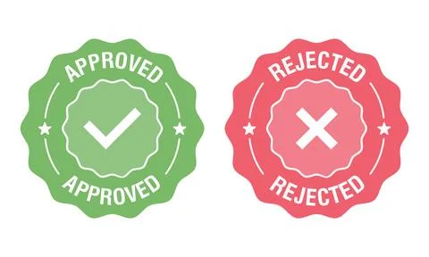 Approved and rejected label sticker icon. Vector illustration Stock Illustration