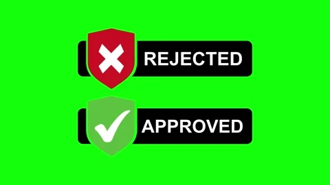 Approved and Rejected Shields with Checkmark and Cross on Green Screen Video stock 321181884