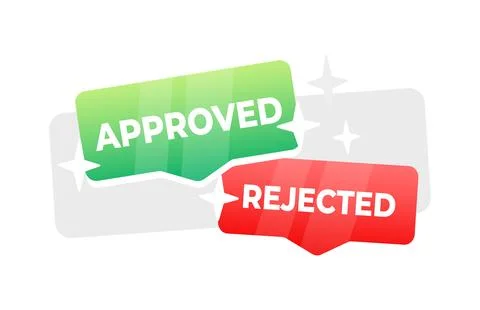 Approved and Rejected speech bubble banner. Promotion and advertising label Stockillustratie