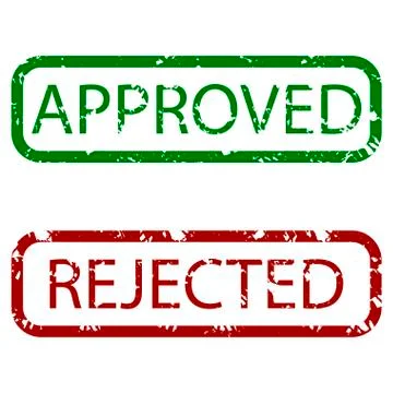 Approved and rejected stamp texture colored Stock Illustration