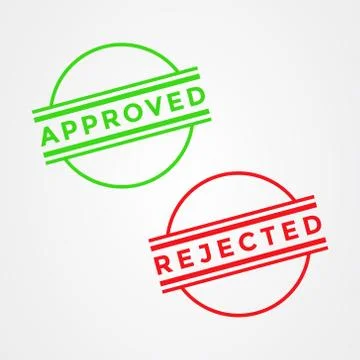 Approved and rejected stamp vector Stock Illustration