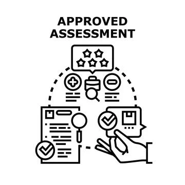 Approved assessment process evaluating quality and success イラスト素材
