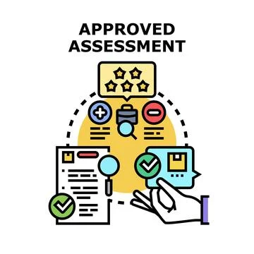 Approved assessment process evaluating quality and success Stockillustratie