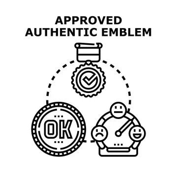 Approved authentic emblem concept for certification and quality Stock Illustration