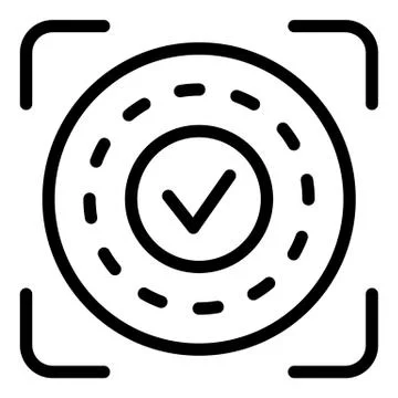 Approved authentication icon, outline style Stock Illustration