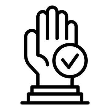 Approved authentication icon, outline style Stock Illustration